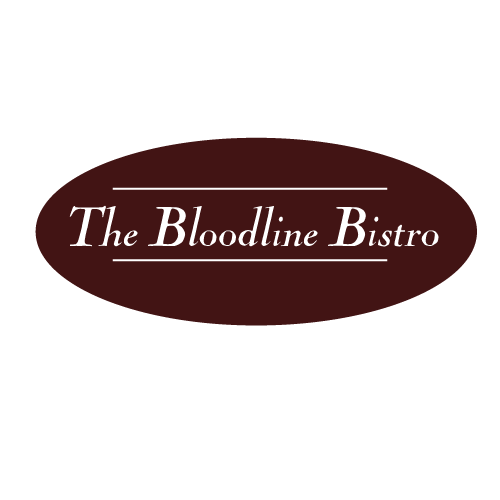 a logo depicting a wine glass
                and the restraunt name Bloodline Bistro